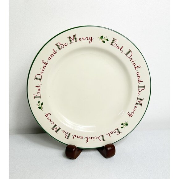 Set of 2 Target Home Holly Eat Drink & Be Merry Christmas Plates - Picture 5 of 7